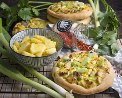 Tofu-Hawaii-Taler mit Erbsen
