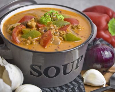 Vegane Gyros-Suppe mit Seitan