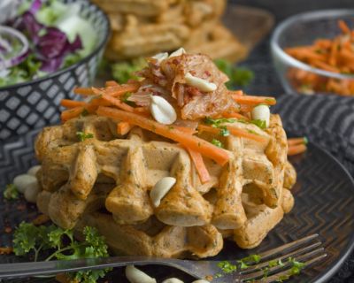 Feurige Kimchi-Waffeln mit Karotten