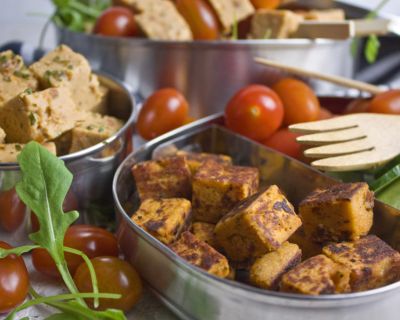 Tomaten-Tofu aus Kichererbsenmehl