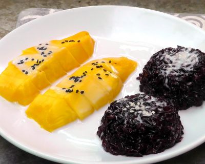 Thai schwarzer Klebreis mit Mango