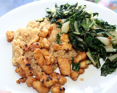 Cookbook-Challenge: Pan-Fried Tempt-eh!, Simple Swiss Chard, Teriyaki Quinoa