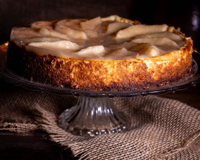 Veganer Käsekuchen mit fermentierten Quitten