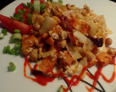 Süßkartoffel mit Kichererbse im Backofen