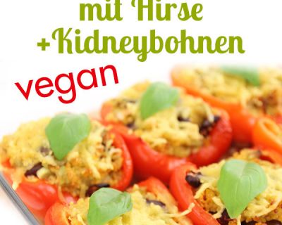 Vegane gefüllte Paprika mit Hirse & Kidneybohnen