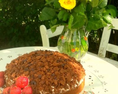 Maulfwurfschokokuchen mit Erdbeer-Straciatella-Füllung