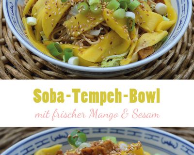 Soba Tempeh Bowl mit frischer Mango & Sesam