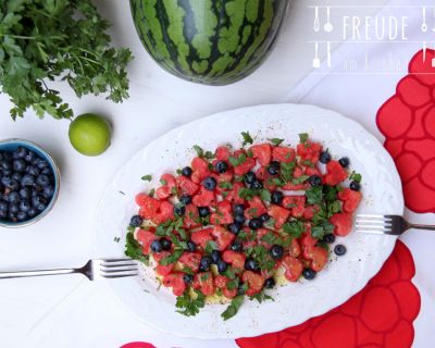 Wassermelonen Heidelbeer Salat