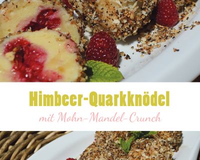 Himbeer-Quarkknödel mit Mohn-Mandel-Crunch