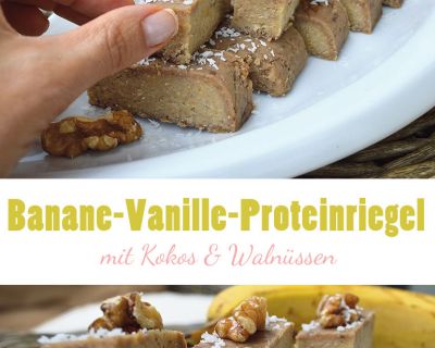 Banane-Vanille-Proteinriegel mit Kokos & Walnüssen