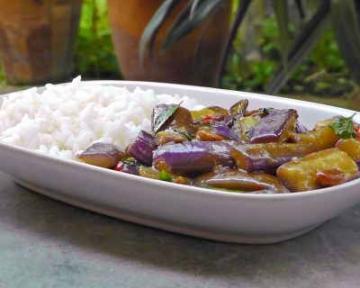 Thai gebratene Auberginen