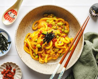 Vegane Udon-Carbonara