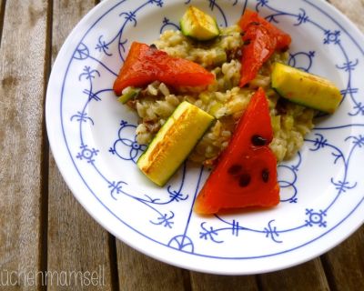 Lesen und essen: Spätsommerrisotto mit gegrillter Melone und Zucchini