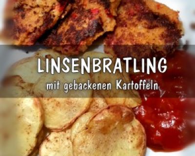 Linsen-Bratlinge mit Backkartoffeln