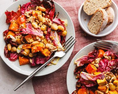 Radicchio-Kürbis-Salat mit Räuchertofu & Senf-Dressing