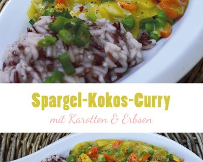Spargel-Kokos-Curry mit Karotten & Erbsen