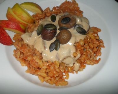 Vegane Spätzle mit Maronen-Sahne-Sauce