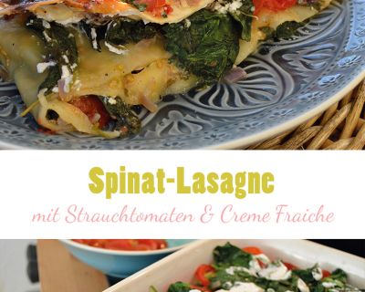 Vegane Spinat-Lasagne mit Tomaten & frischen Kräutern