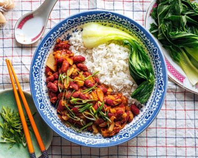 Chinesische Kidneybohnen auf Reis