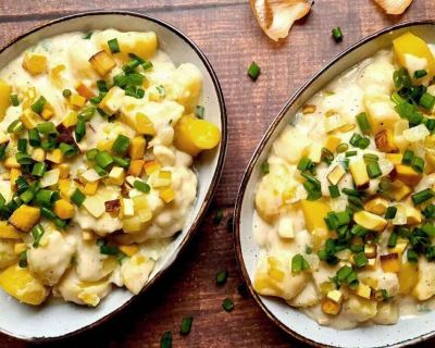 Béchamel-Kartoffeln mit Blumenkohl — vegan