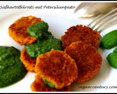 Süßkartoffelrösti mit Petersilienpesto