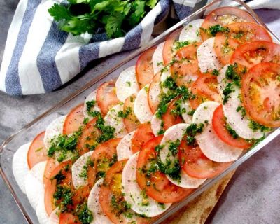 Tomaten-Rettich-Carpaccio “Caprese”