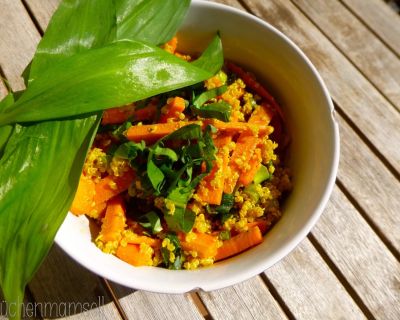 Quinoa Salat mit Möhren und Bärlauch