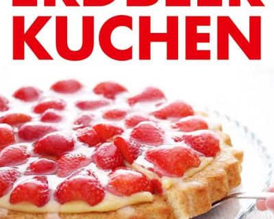 Einfacher veganer Erdbeerkuchen mit Vanillepudding