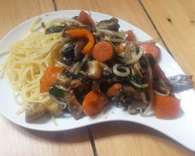 Rezept vom 21.03.2016: Pilz Gemüse Spaghetti Pfanne