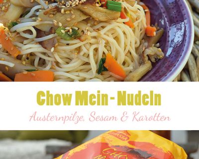Asiatische Chow Mein-Noodles mit Austernpilzen & Sesam