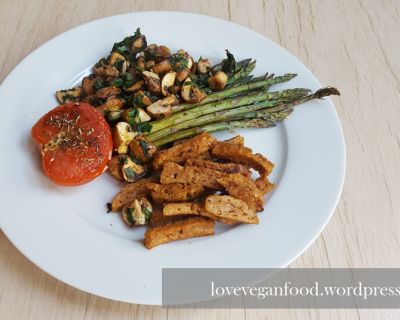 Paprika-Seitan mit gegrilltem Gemüse