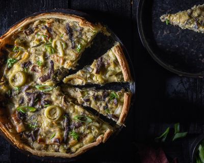 Lauch-Pilz-Quiche mit Violetten Rötelritterlingen – vegan