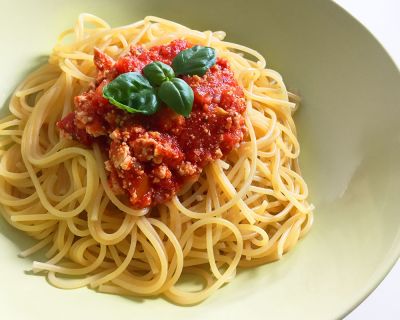 Rezept: Vegane Spaghetti Bolognese.