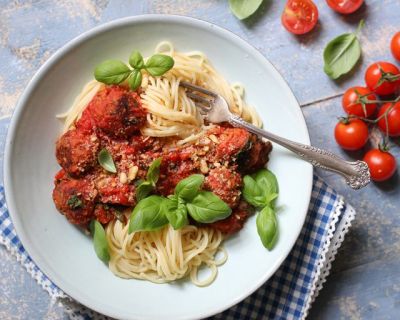 Spaghetti mit veganen Klösschen