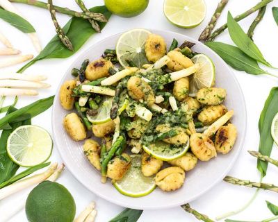 Gnocchi mit Spargel an Limette-Bärlauch-Sauce